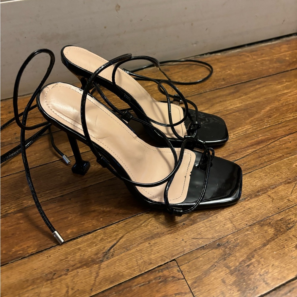 Black lace up heels
